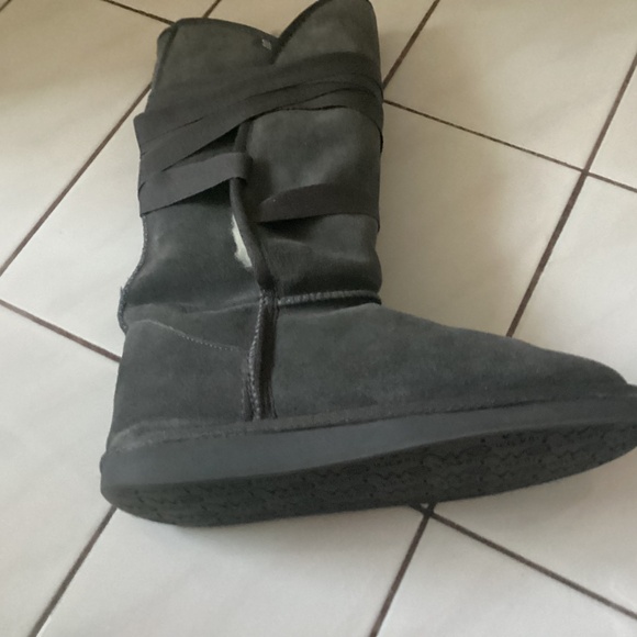 EMU Ribbon Wrap Gray Suede Wool lined tall boots Size: W7 - Picture 4 of 10